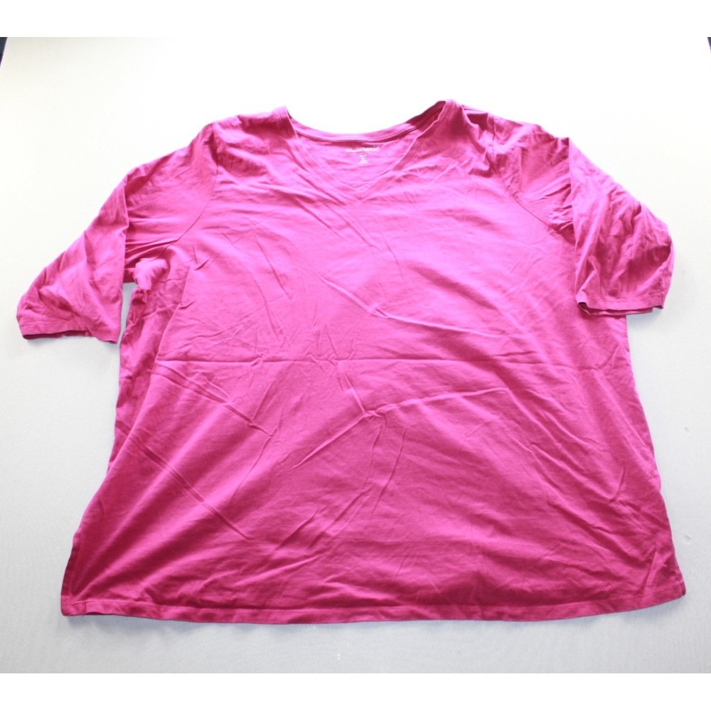 Woman Within Women Pink Top 3/4 Sleeve V Neck Size 3X